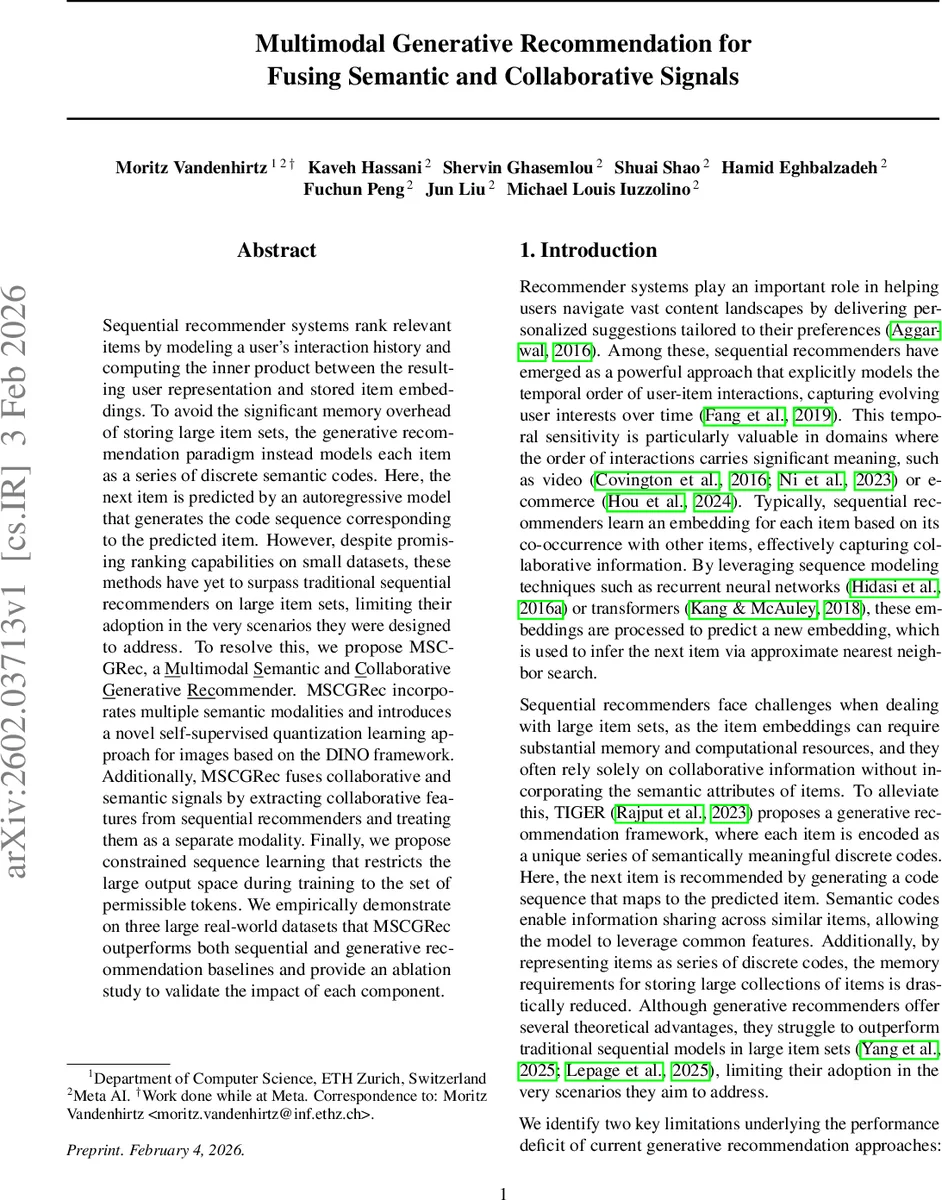 Multimodal Generative Recommendation for Fusing Semantic and Collaborative Signals