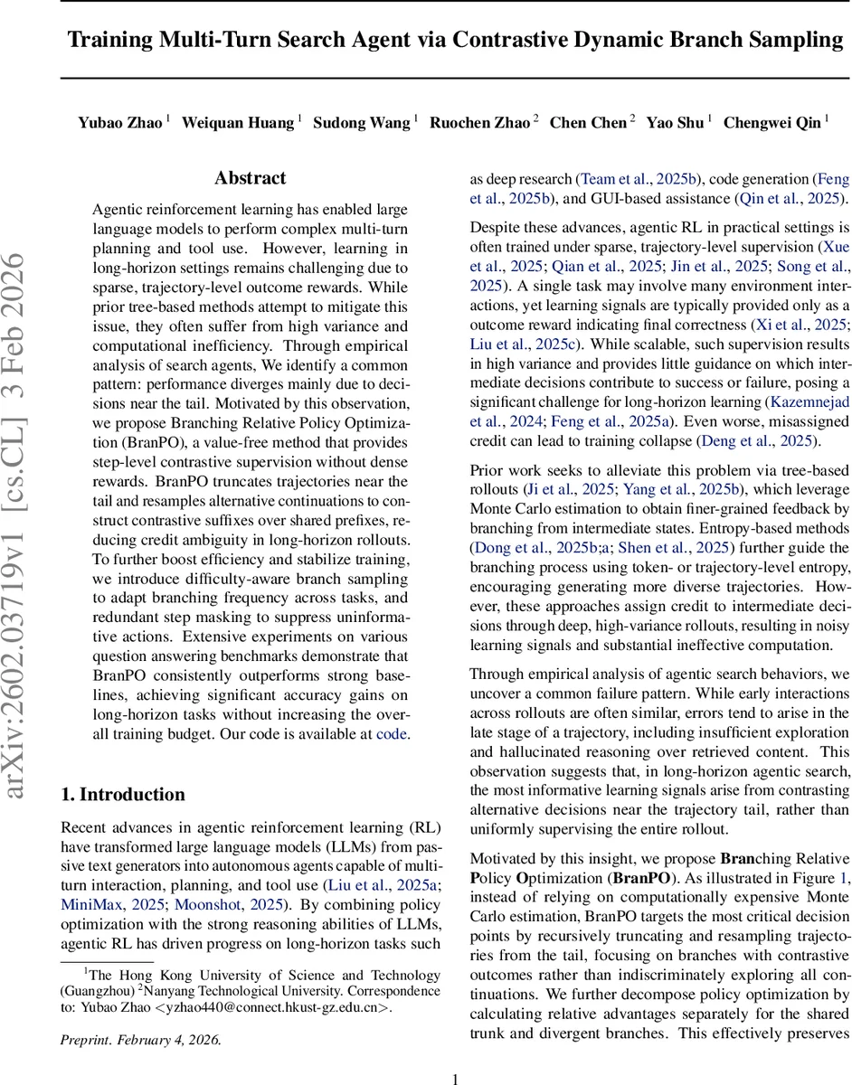 Training Multi-Turn Search Agent via Contrastive Dynamic Branch Sampling