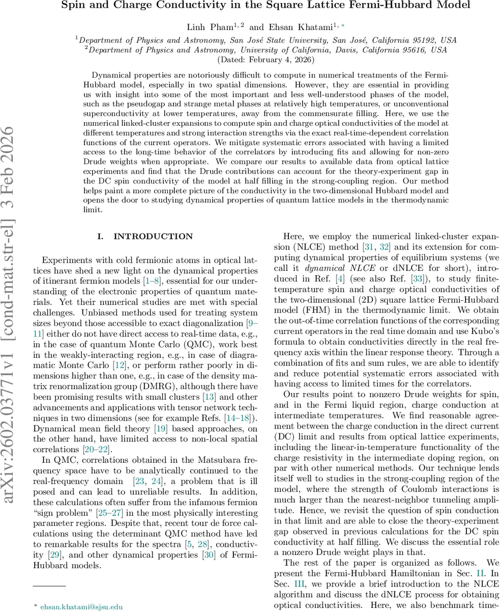 Spin and Charge Conductivity in the Square Lattice Fermi-Hubbard Model