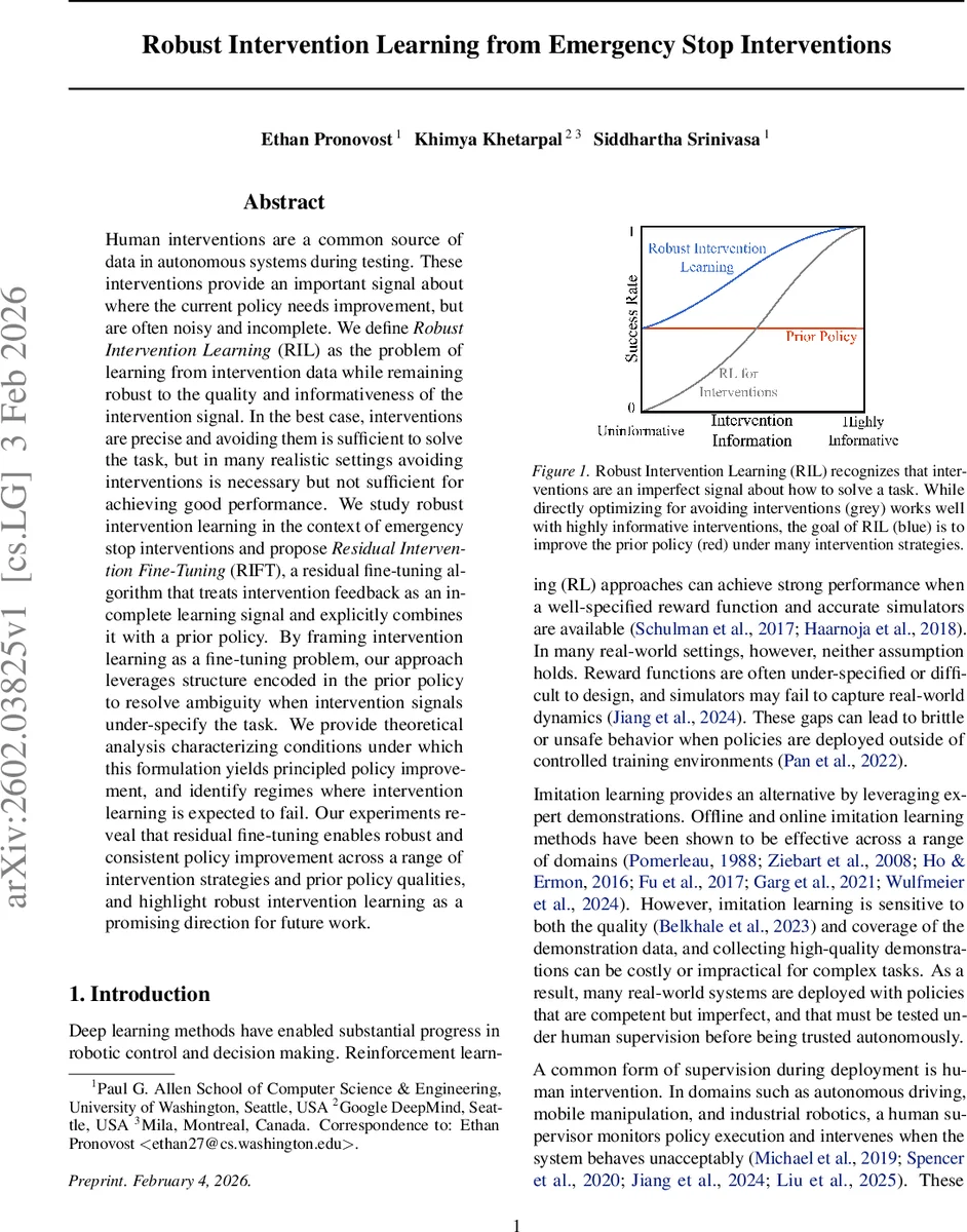 Robust Intervention Learning from Emergency Stop Interventions