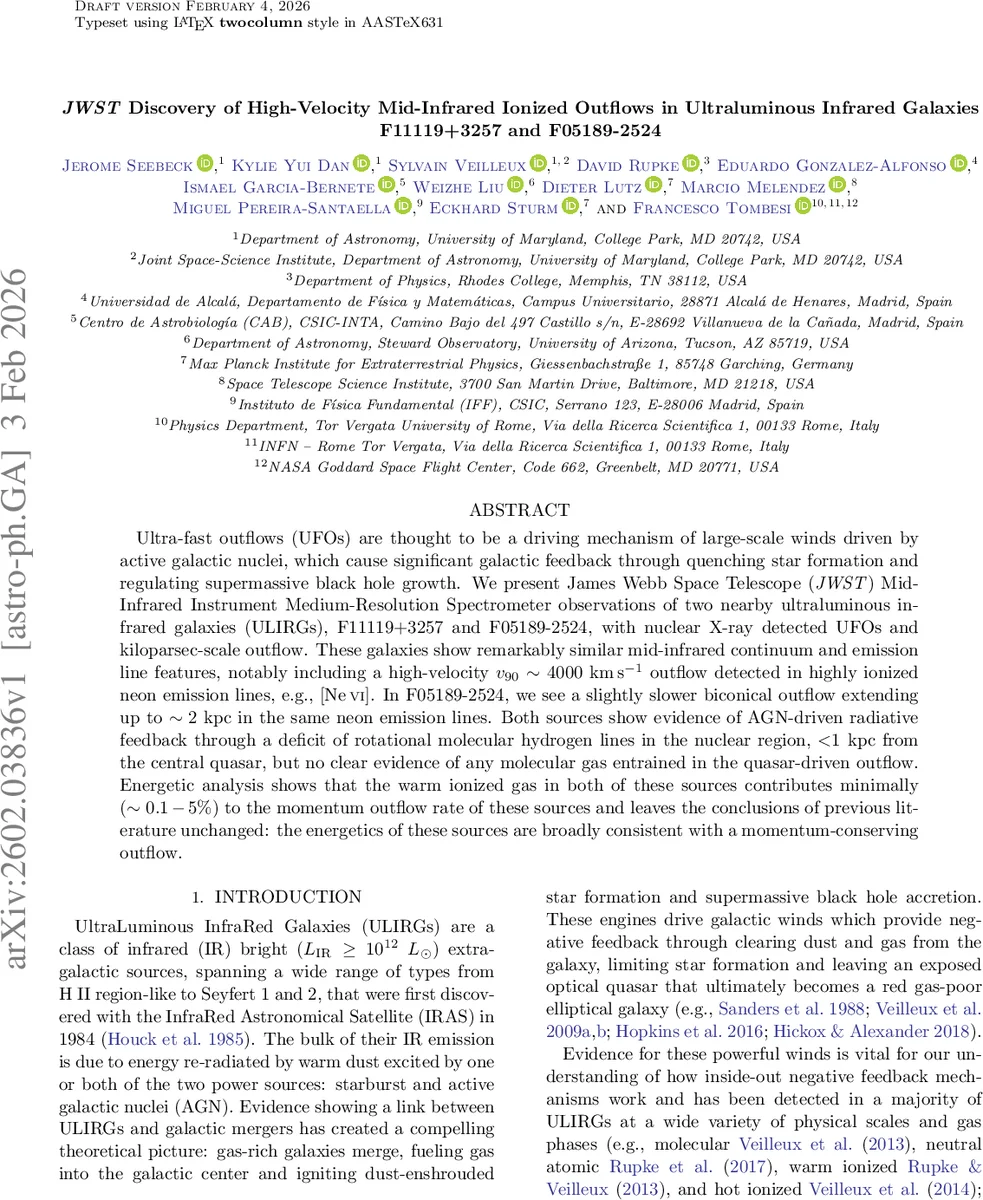 JWST Discovery of High-Velocity Mid-Infrared Ionized Outflows in Ultraluminous Infrared Galaxies F11119+3257 and F05189-2524