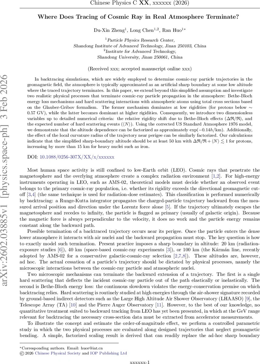 Where Does Tracing of Cosmic Ray in Real Atmosphere Terminate?