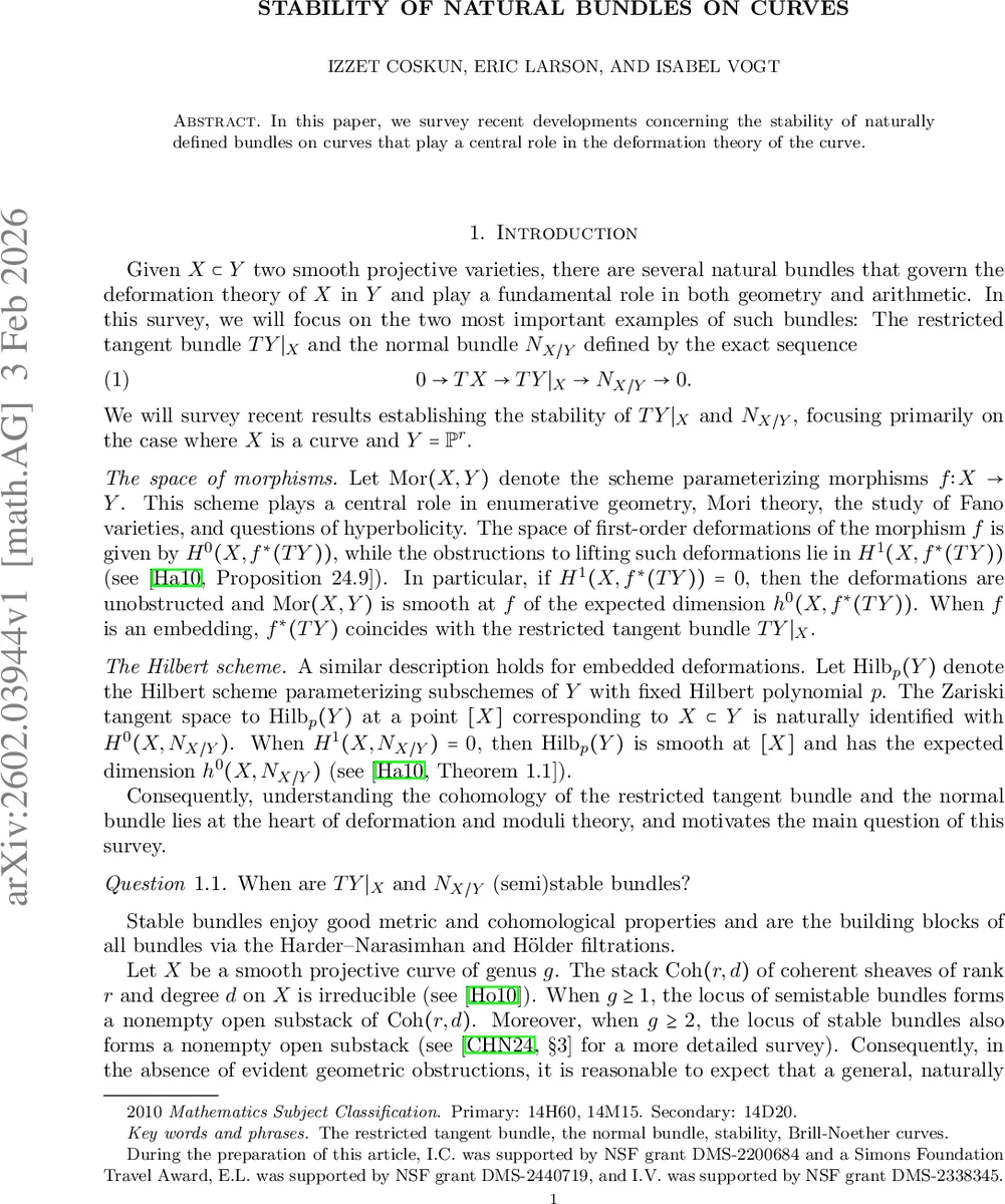 Stability of natural bundles on curves