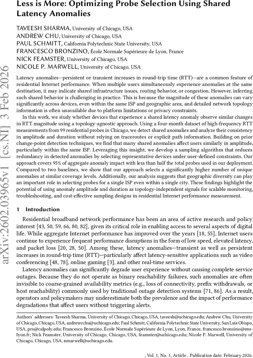 Less is More: Optimizing Probe Selection Using Shared Latency Anomalies