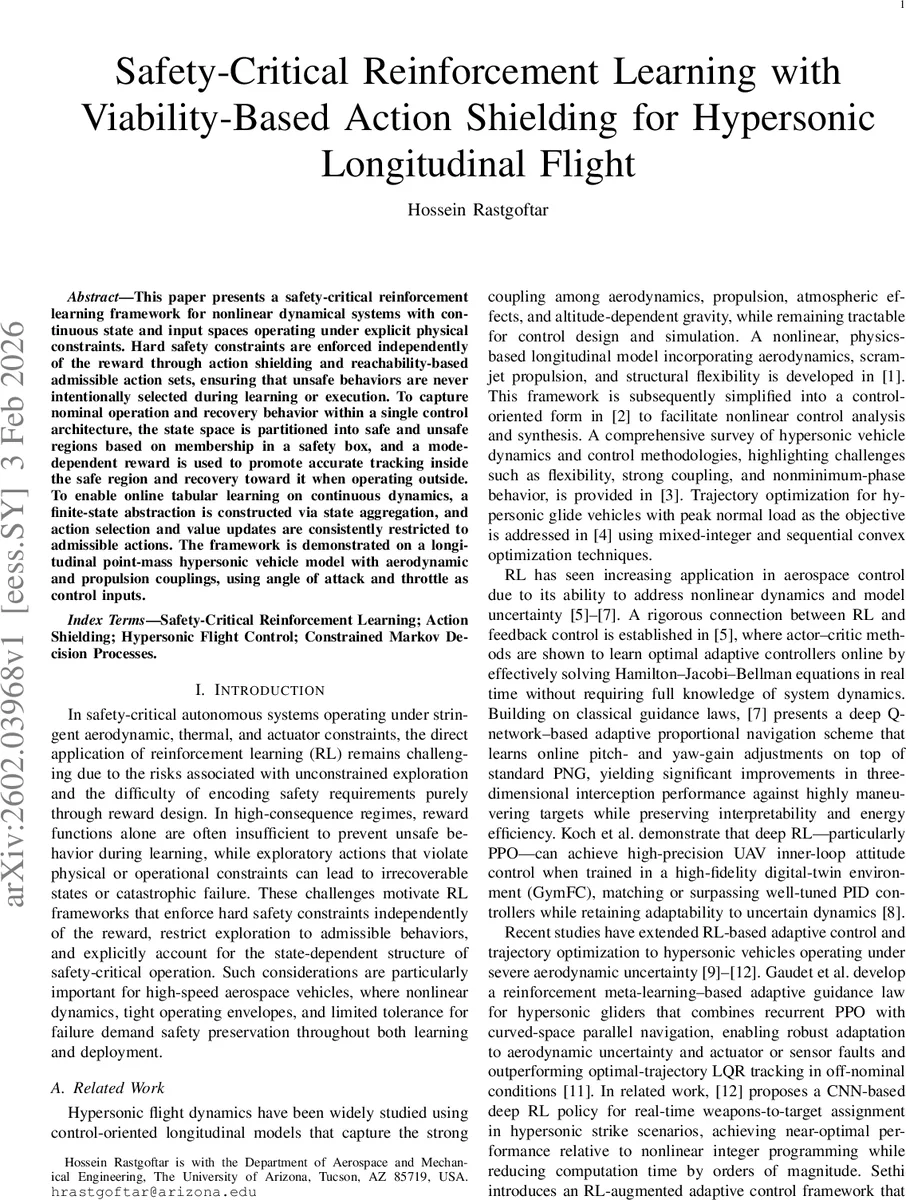 Safety-Critical Reinforcement Learning with Viability-Based Action Shielding for Hypersonic Longitudinal Flight