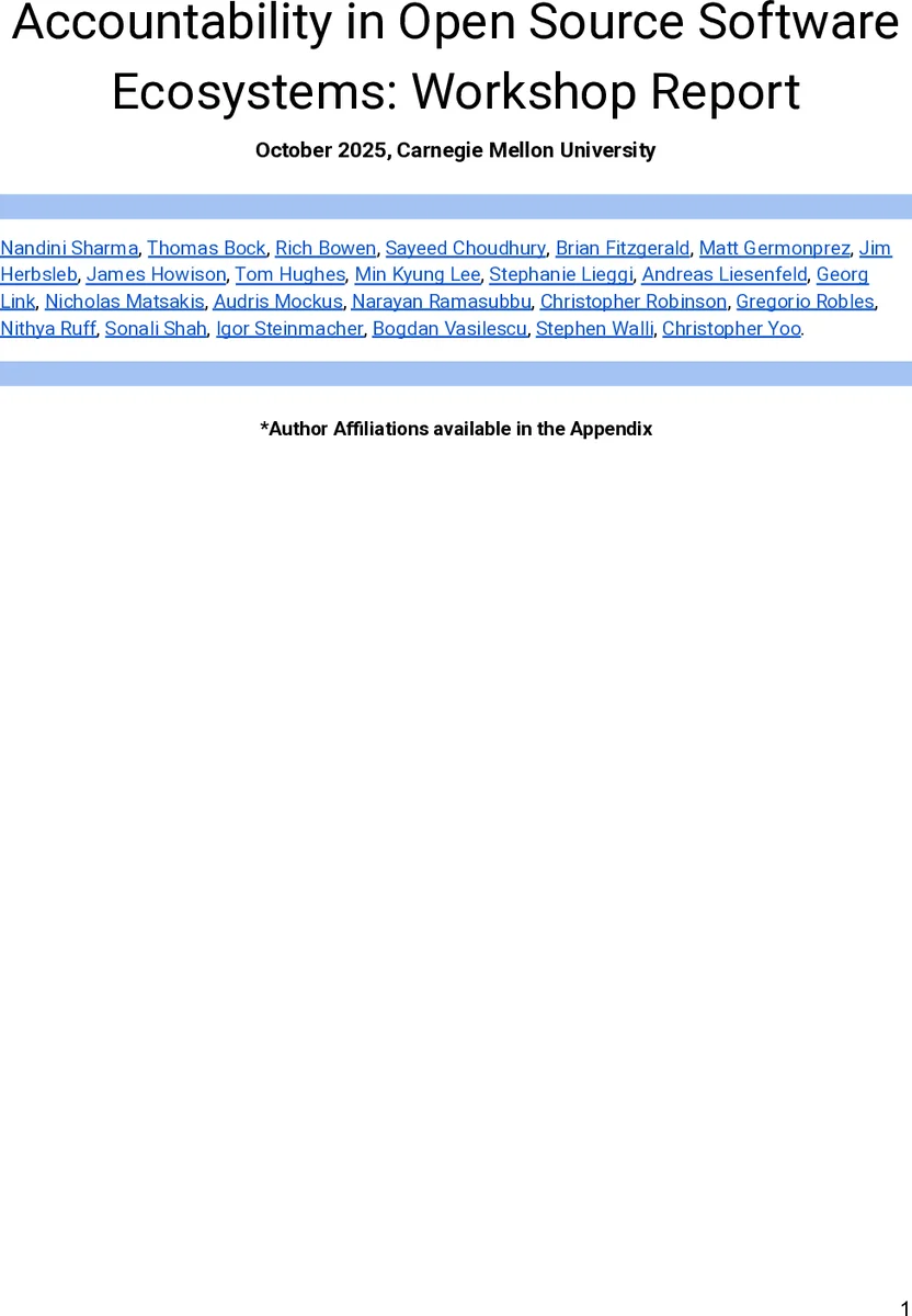 Accountability in Open Source Software Ecosystems: Workshop Report