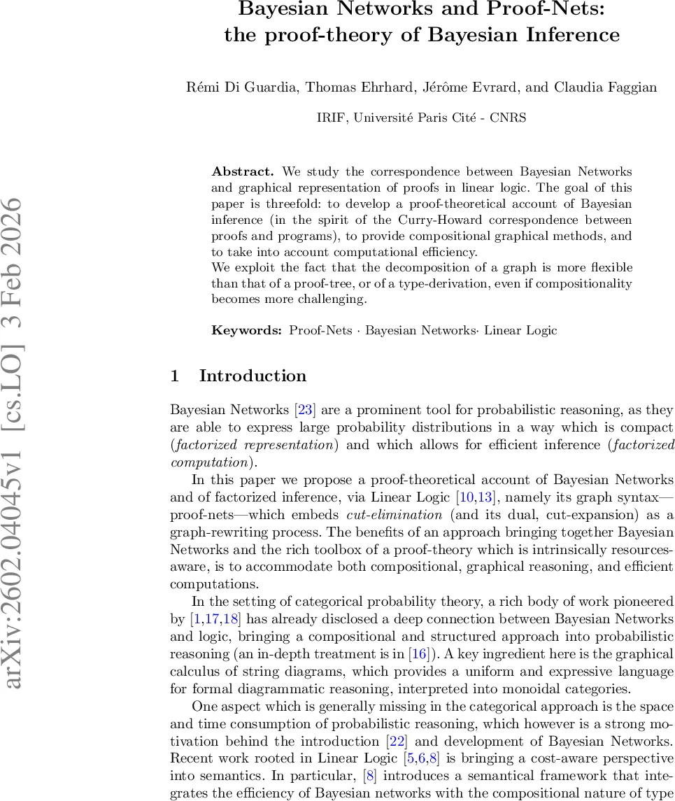 Bayesian Networks and Proof-Nets: the proof-theory of Bayesian Inference