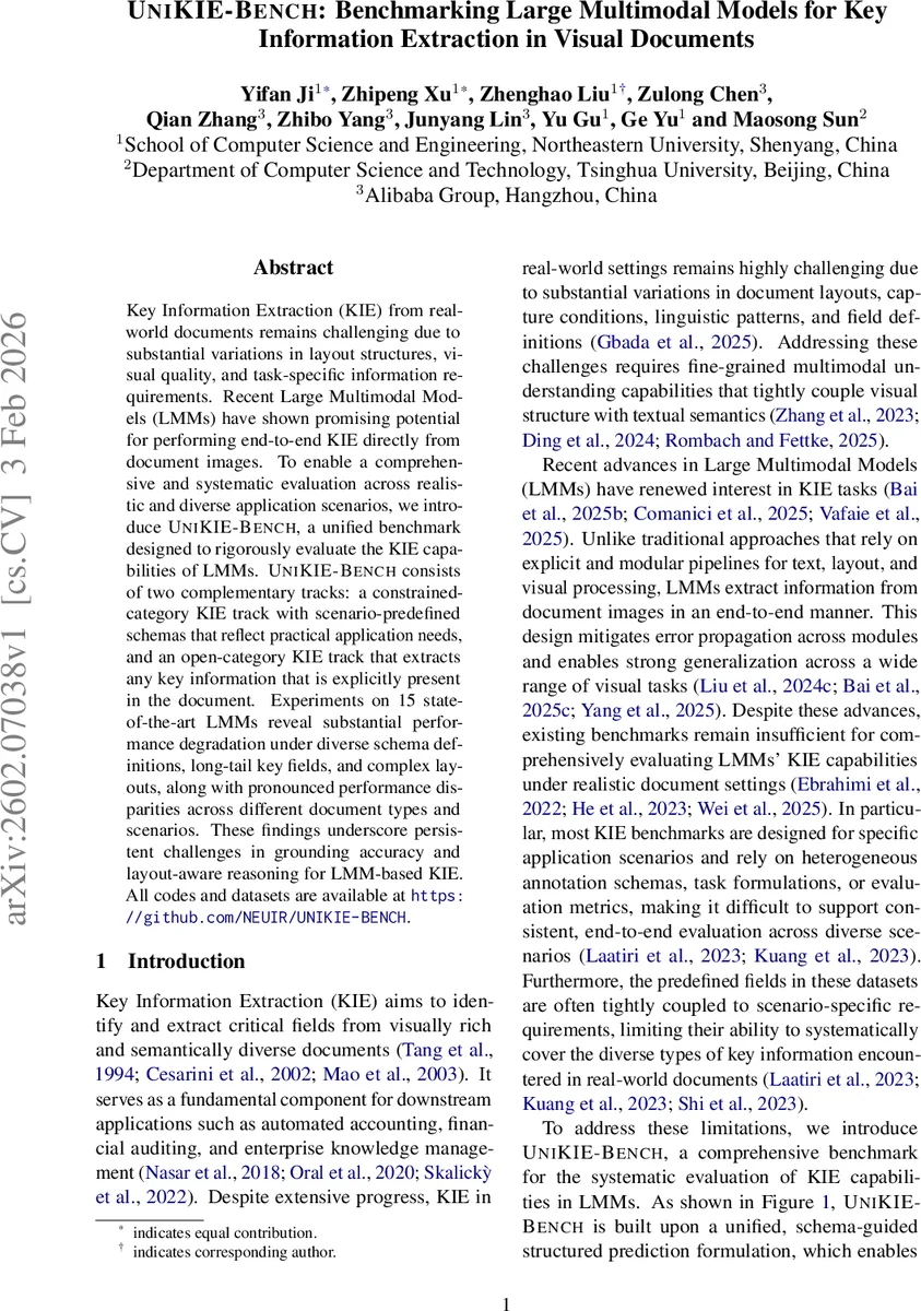 UNIKIE-BENCH: Benchmarking Large Multimodal Models for Key Information Extraction in Visual Documents