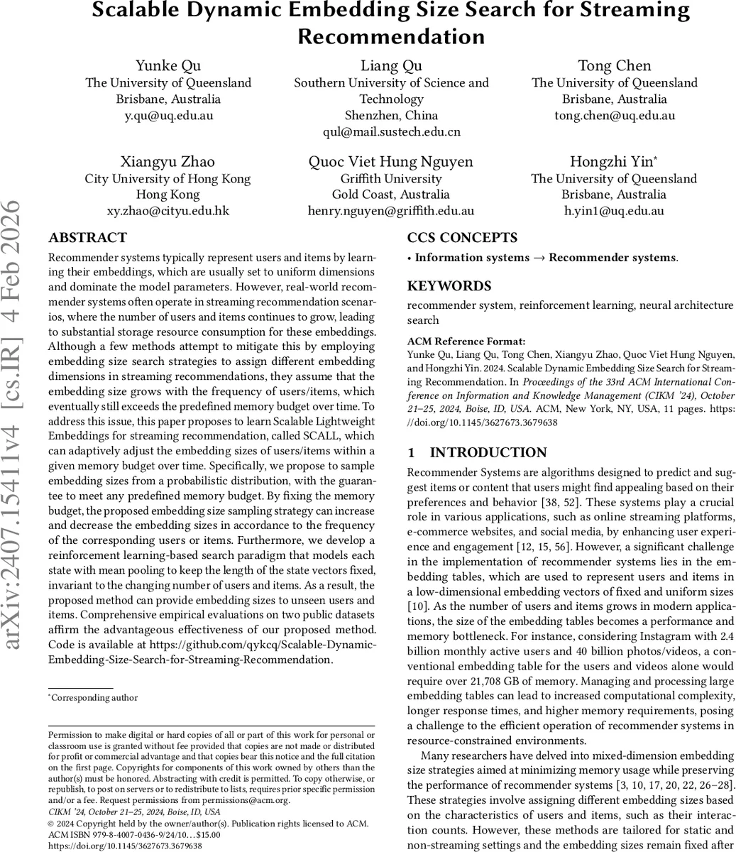 Scalable Dynamic Embedding Size Search for Streaming Recommendation