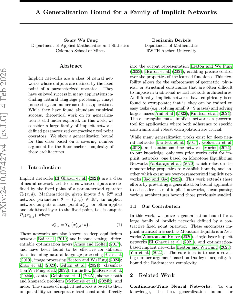 A Generalization Bound for a Family of Implicit Networks