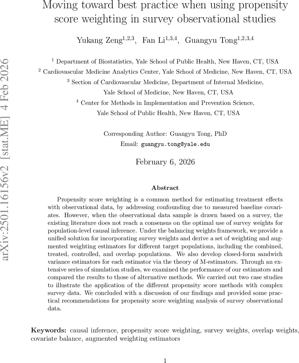 Moving toward best practice when using propensity score weighting in survey observational studies
