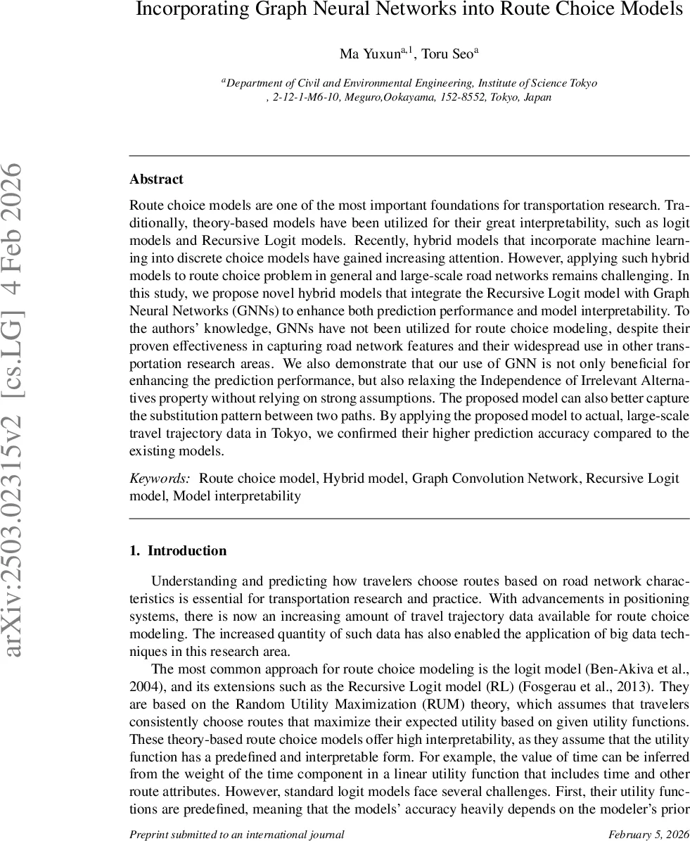 Incorporating graph neural network into route choice model