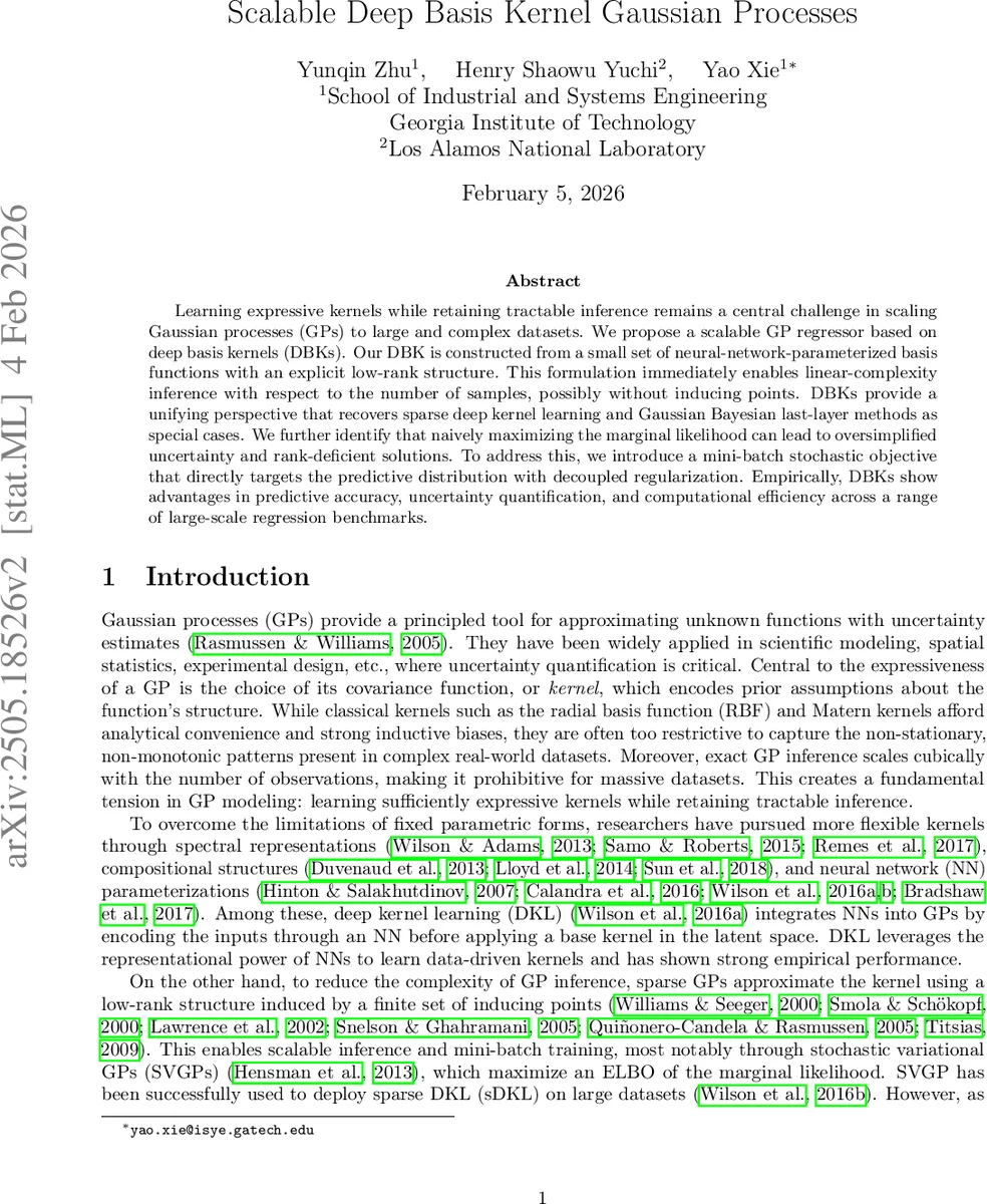 Scalable Deep Basis Kernel Gaussian Processes