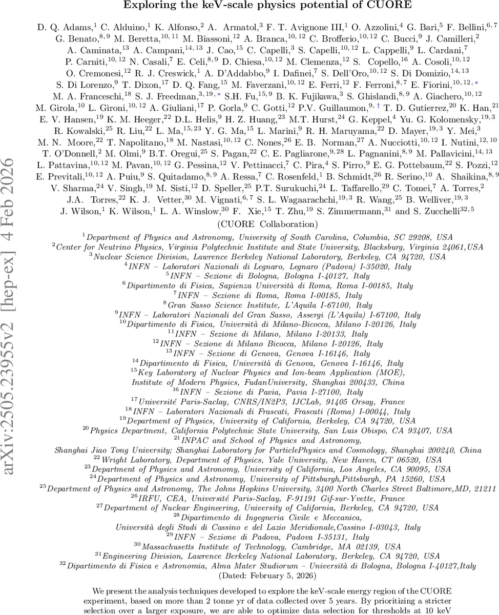 Exploring the keV-scale physics potential of CUORE