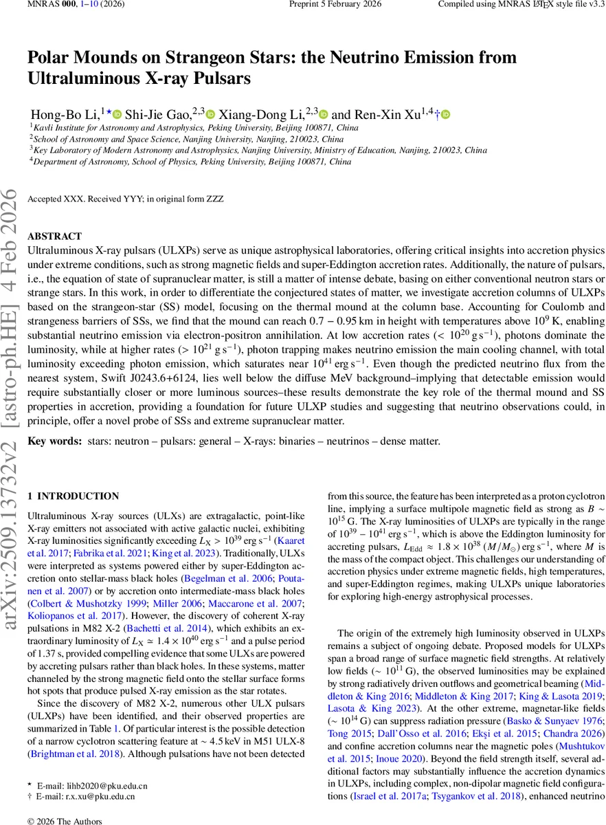 Polar Mounds on Strangeon Stars: the Neutrino Emission from Ultraluminous X-ray Pulsars