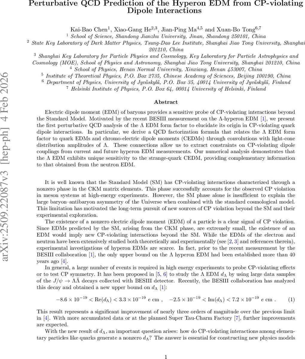 Perturbative QCD Prediction of the Hyperon EDM from CP-violating Dipole Interactions