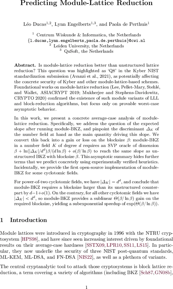 Predicting Module-Lattice Reduction