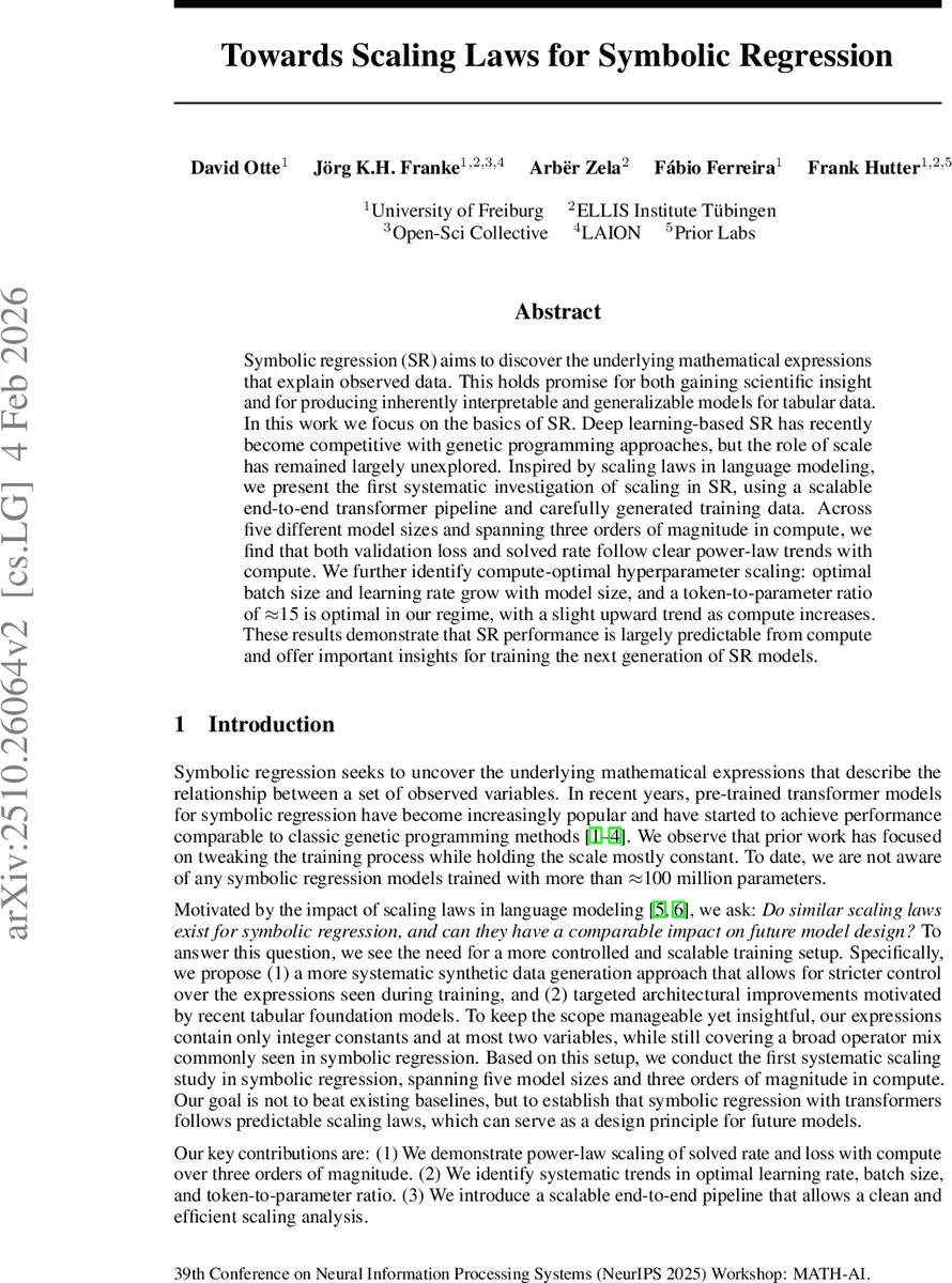 Towards Scaling Laws for Symbolic Regression