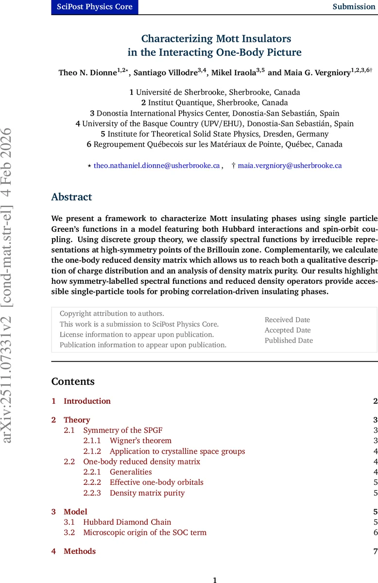 Characterizing Mott Insulators in the Interacting One-Body Picture