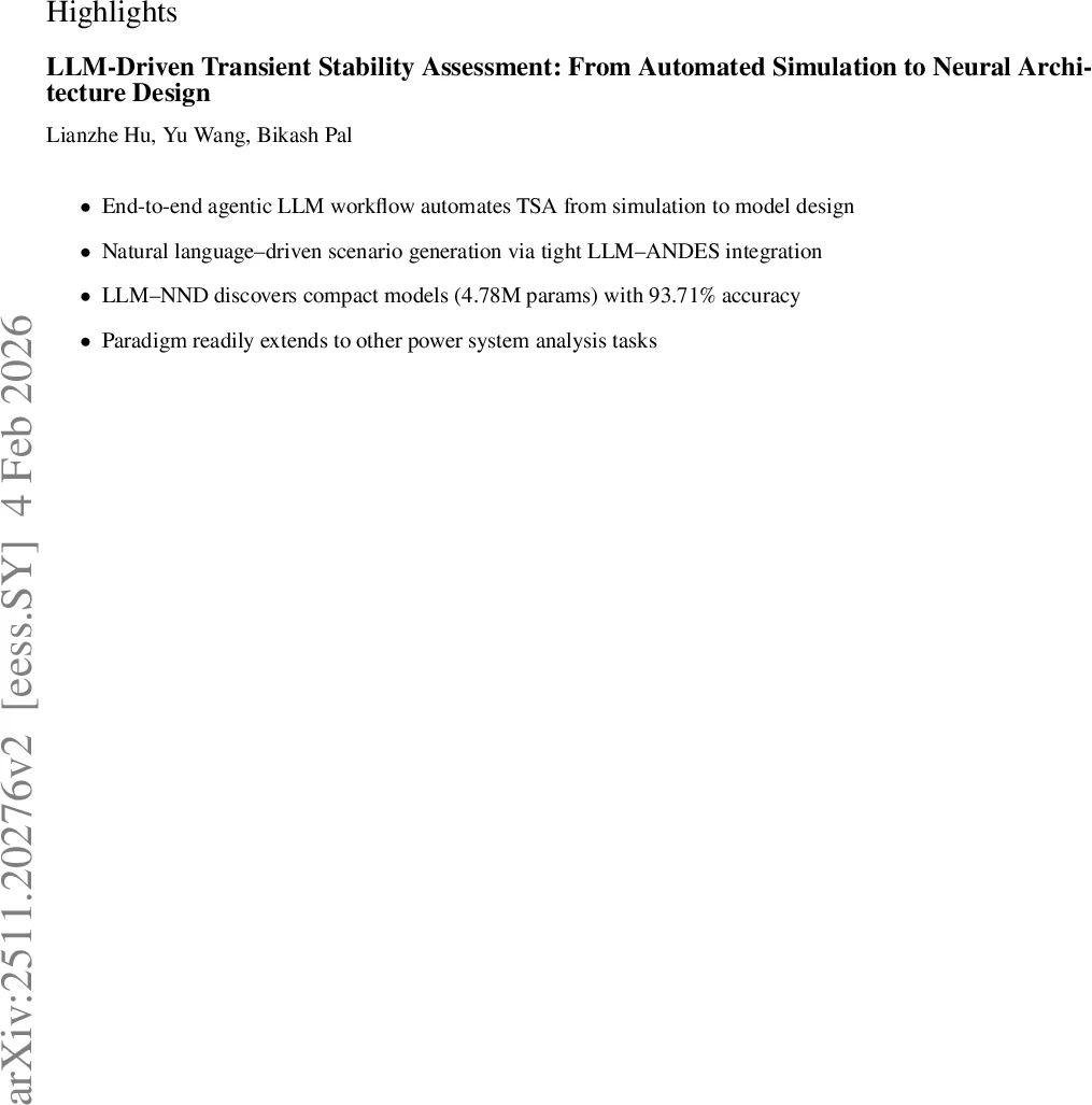 LLM-Driven Transient Stability Assessment: From Automated Simulation to Neural Architecture Design