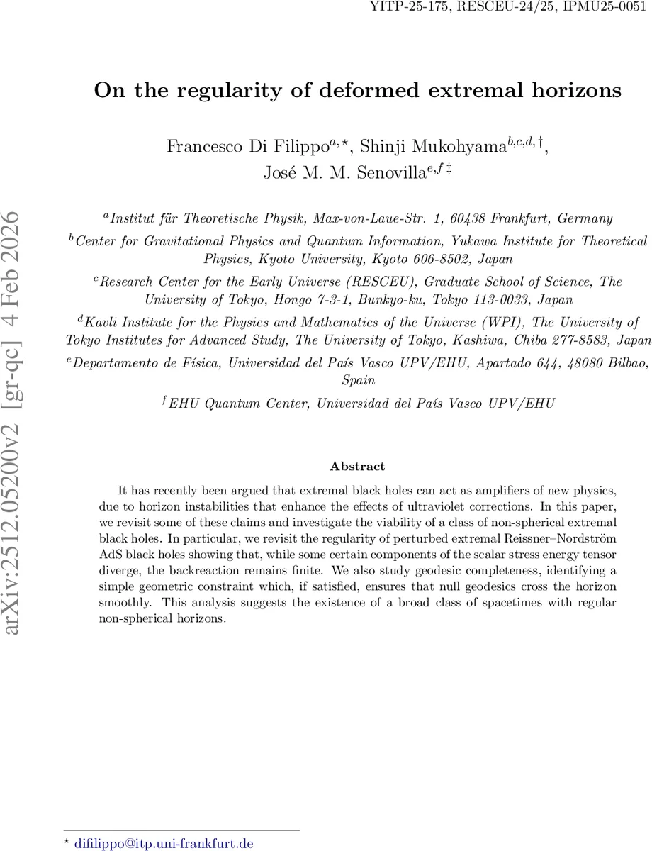 On the regularity of deformed extremal horizons