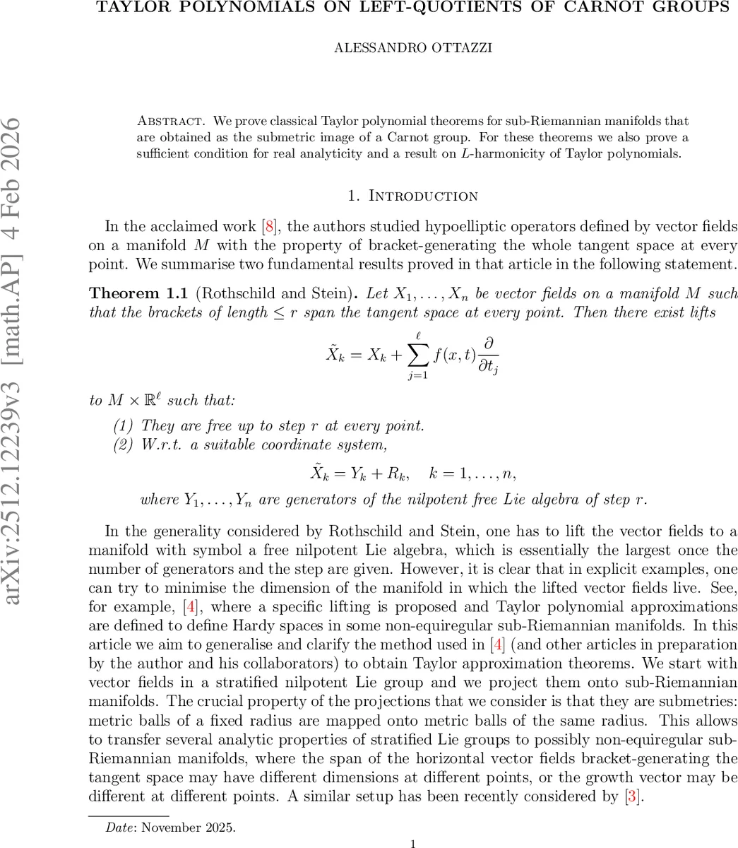 Taylor polynomials on left-quotients of Carnot groups