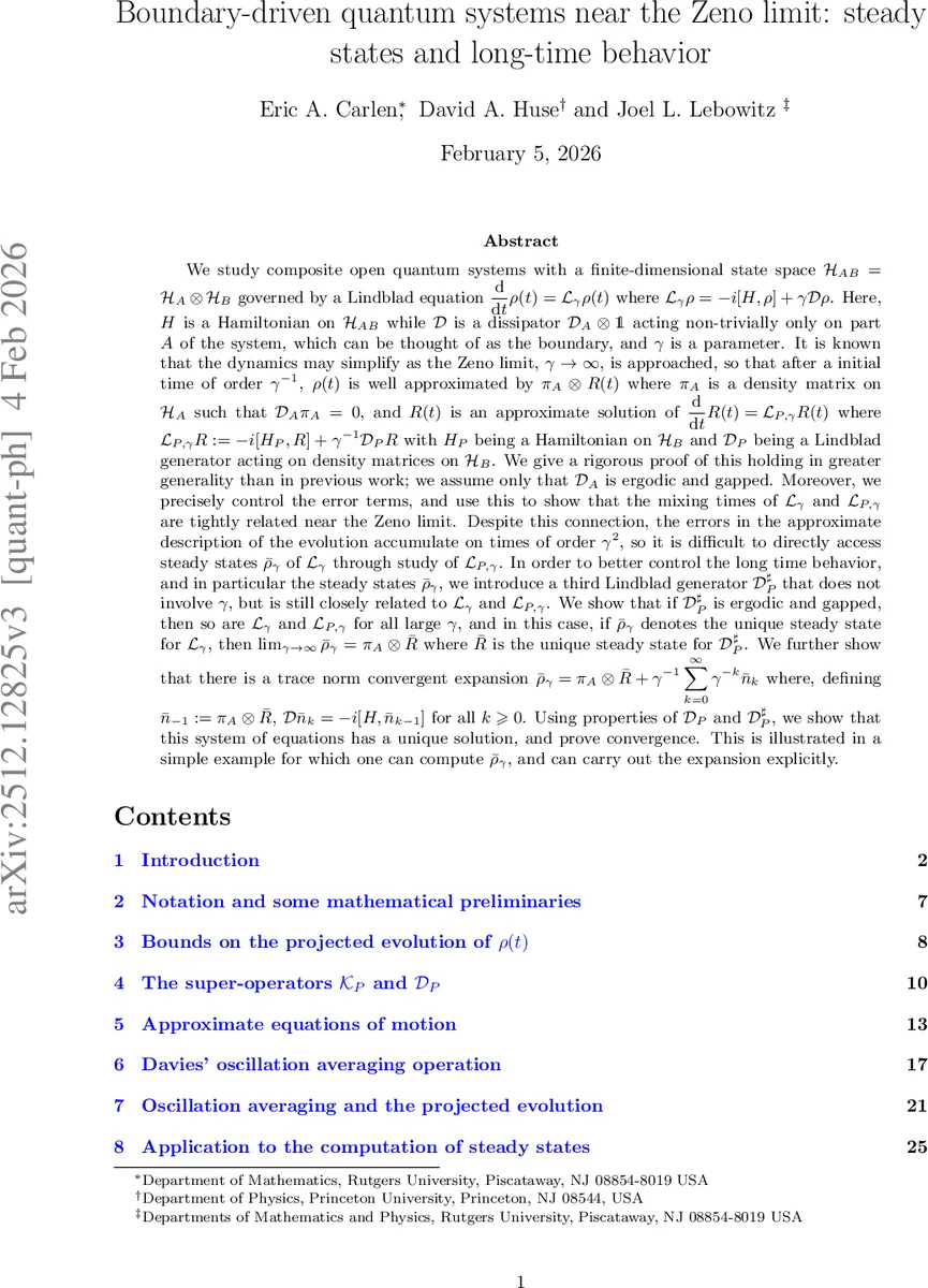 Boundary-driven quantum systems near the Zeno limit: steady states and long-time behavior