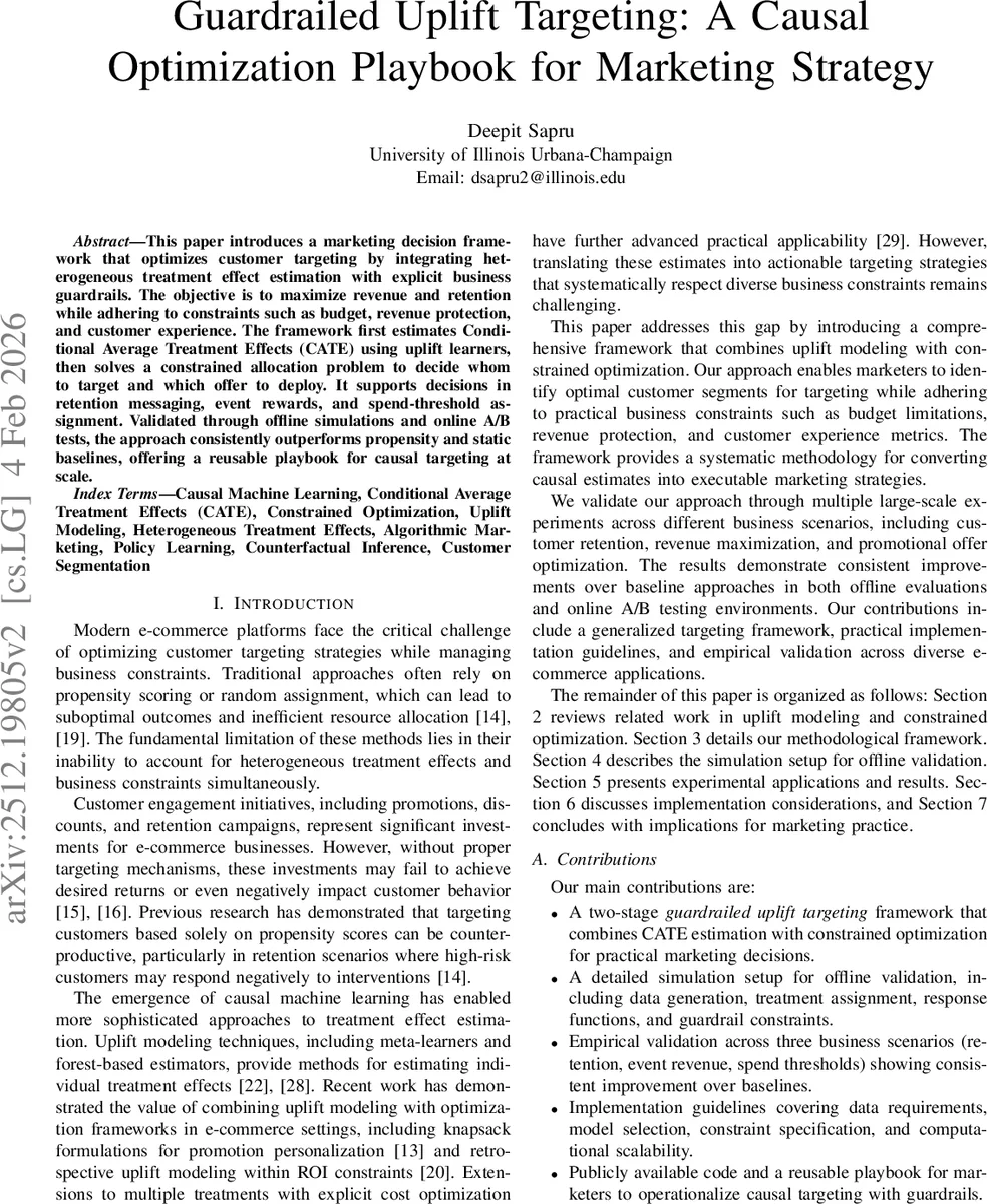 Guardrailed Uplift Targeting: A Causal Optimization Playbook for Marketing Strategy