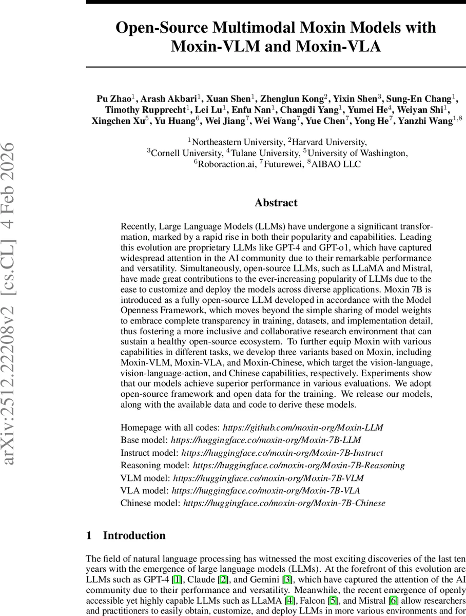 Open-Source Multimodal Moxin Models with Moxin-VLM and Moxin-VLA