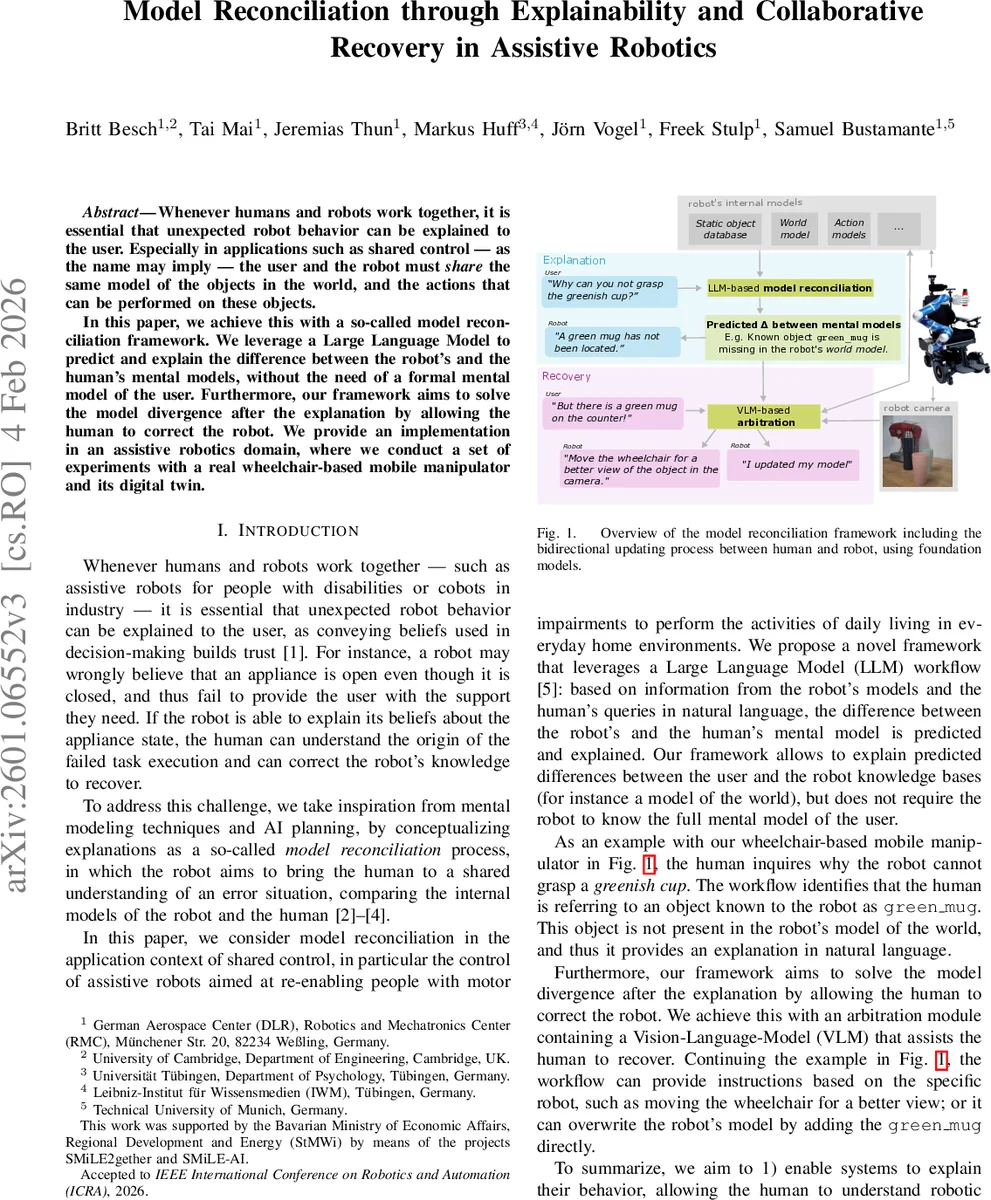Model Reconciliation through Explainability and Collaborative Recovery in Assistive Robotics