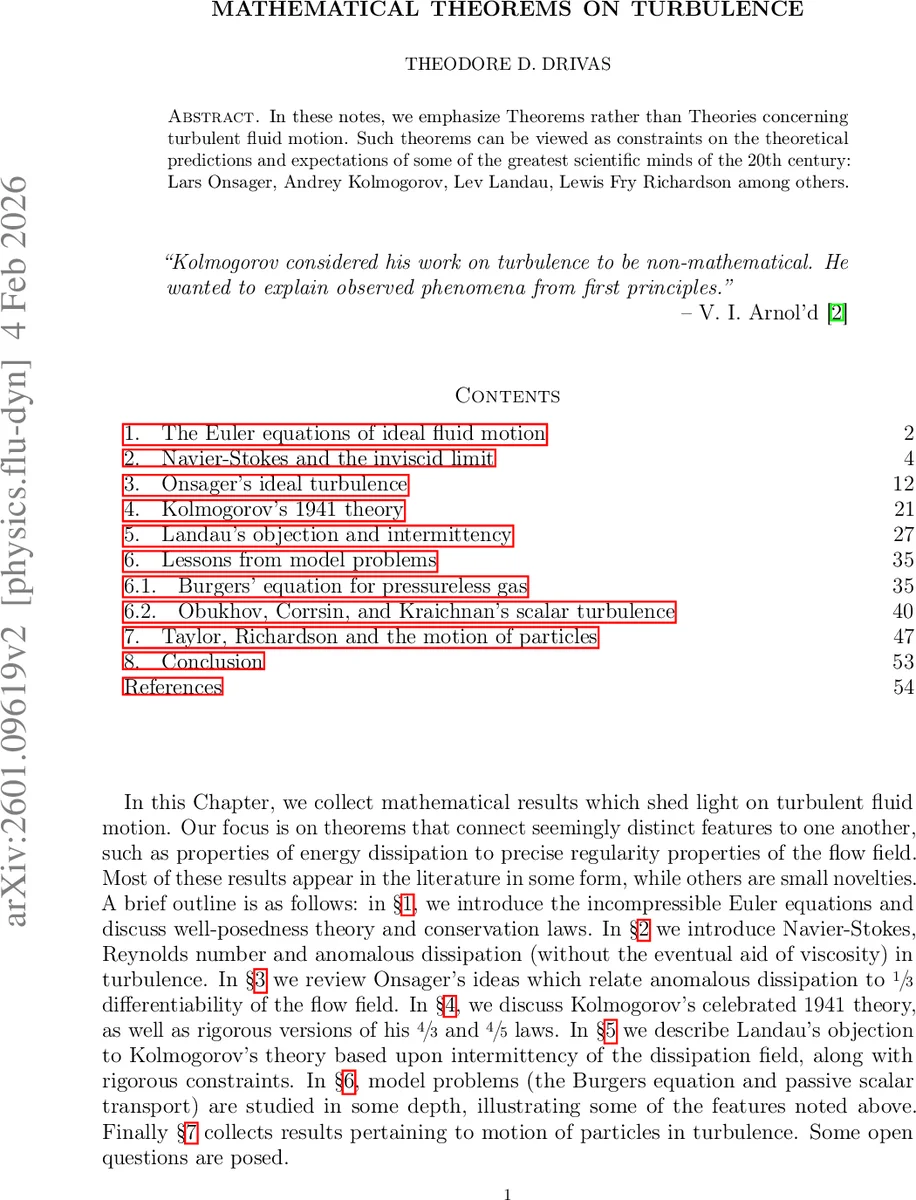 Mathematical Theorems on Turbulence