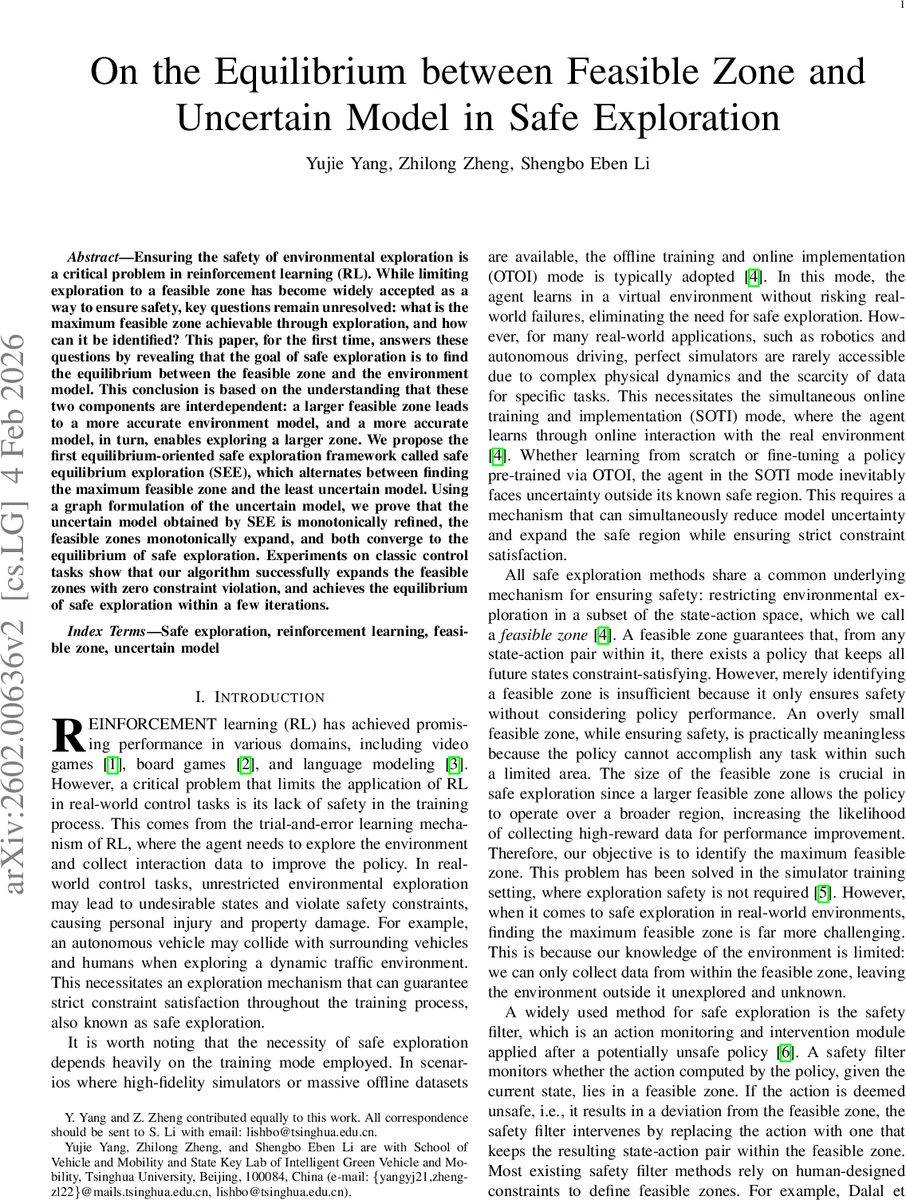 On the Equilibrium between Feasible Zone and Uncertain Model in Safe Exploration