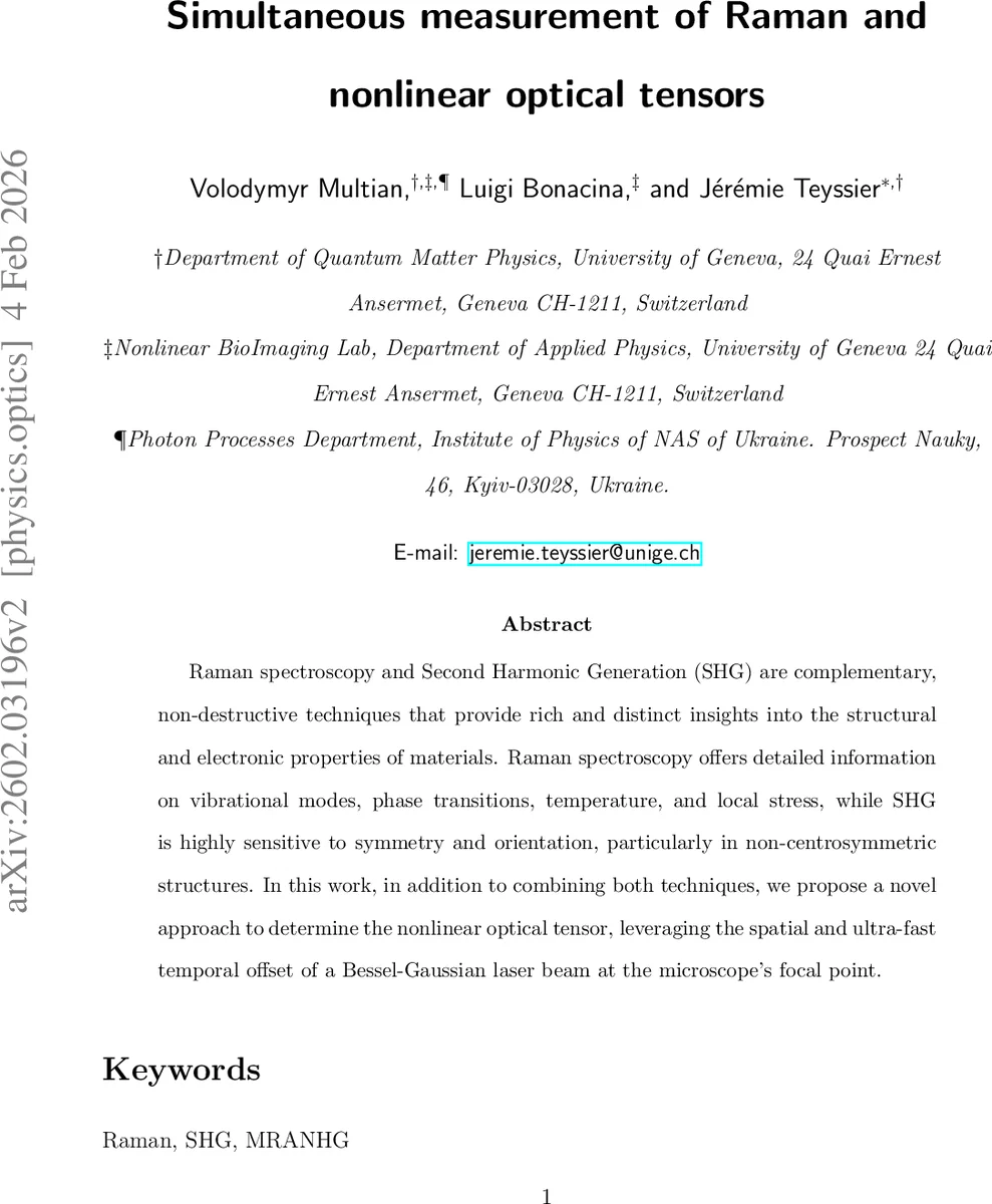 Simultaneous measurement of Raman and nonlinear optical tensors