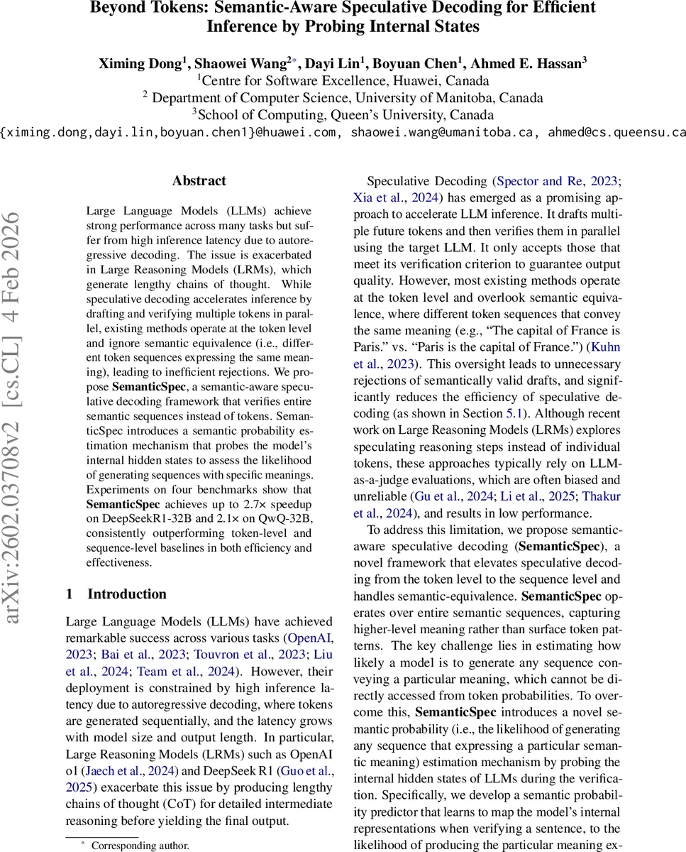 Beyond Tokens: Semantic-Aware Speculative Decoding for Efficient Inference by Probing Internal States