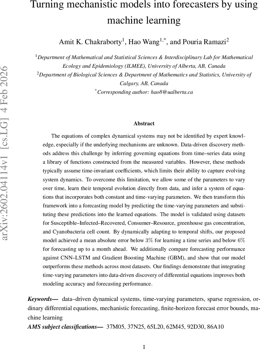 Turning mechanistic models into forecasters by using machine learning
