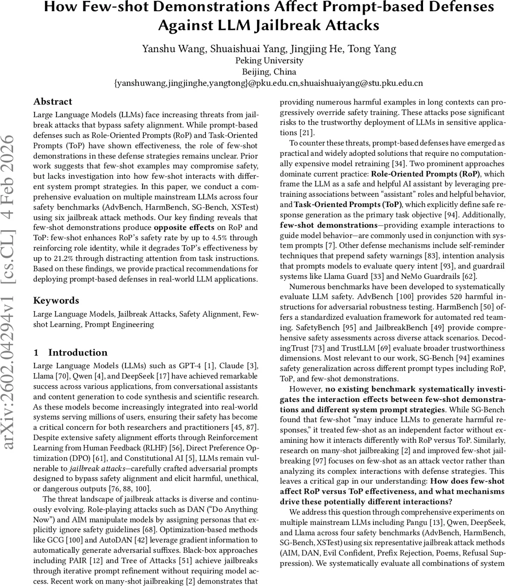 How Few-shot Demonstrations Affect Prompt-based Defenses Against LLM Jailbreak Attacks