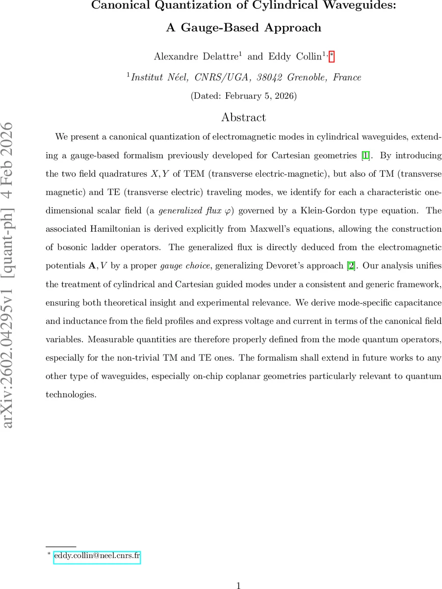 Canonical Quantization of Cylindrical Waveguides: A Gauge-Based Approach