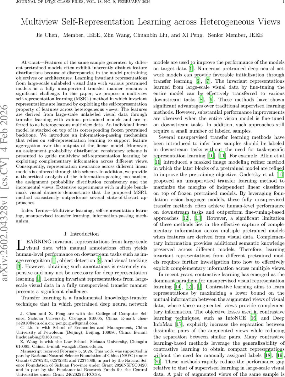 Multiview Self-Representation Learning across Heterogeneous Views