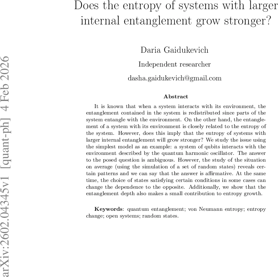 Does the entropy of systems with larger internal entanglement grow stronger?