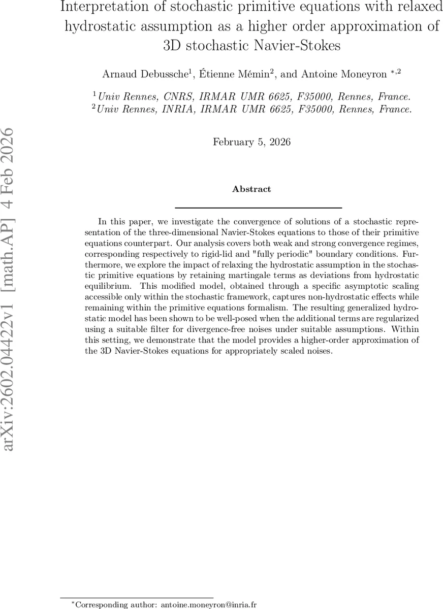 Interpretation of stochastic primitive equations with relaxed hydrostatic assumption as a higher order approximation of 3D stochastic Navier-Stokes