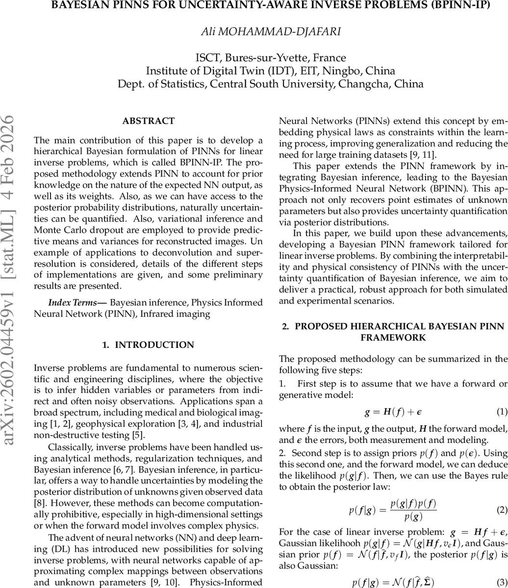 Bayesian PINNs for uncertainty-aware inverse problems (BPINN-IP)