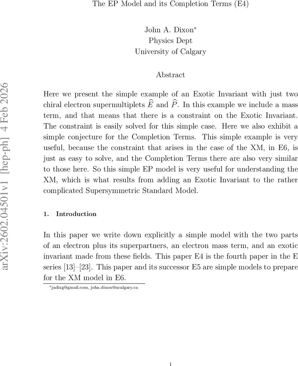 The EP Model and its Completion Terms (E4)