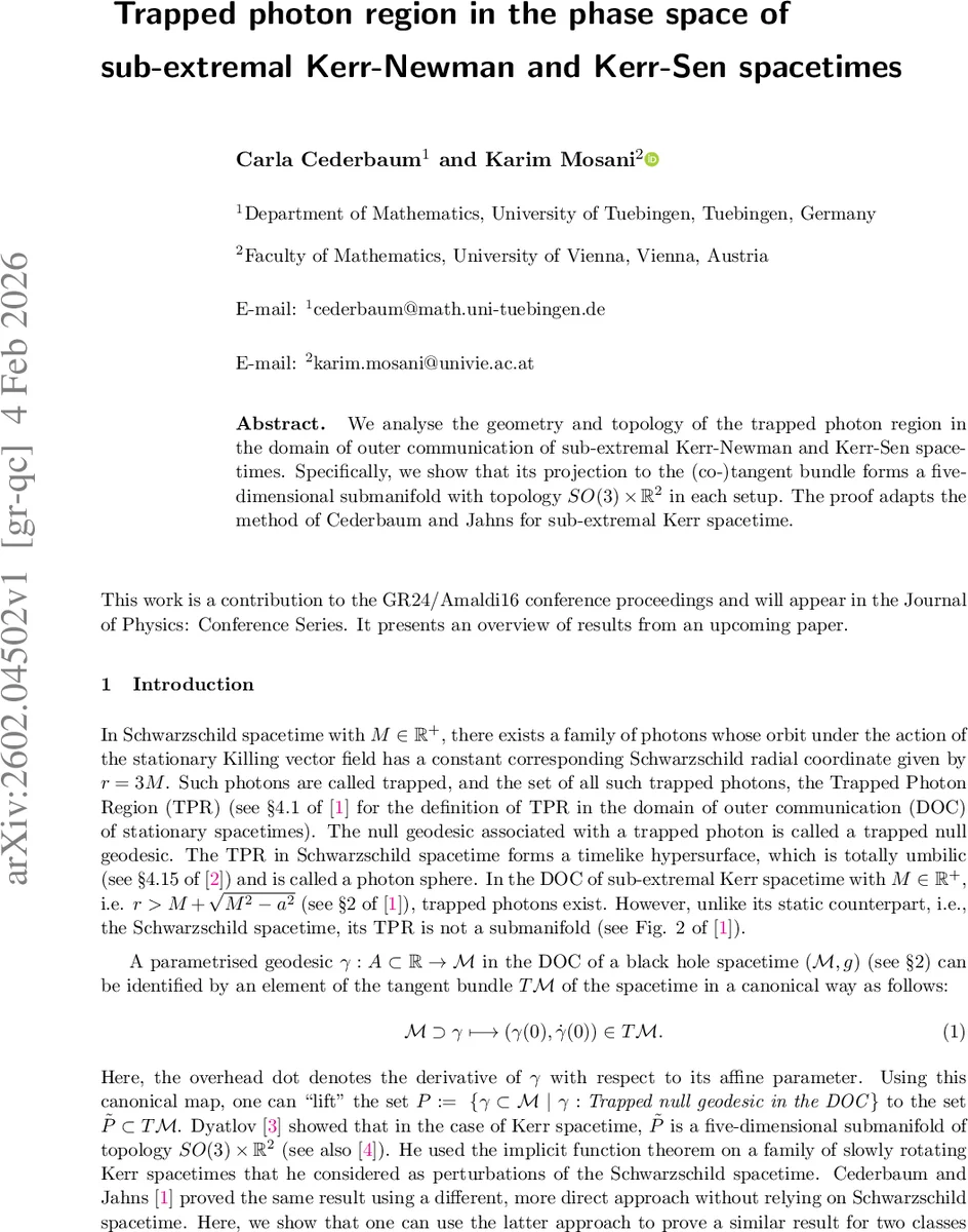 Trapped photon region in the phase space of sub-extremal Kerr-Newman and Kerr-Sen spacetimes