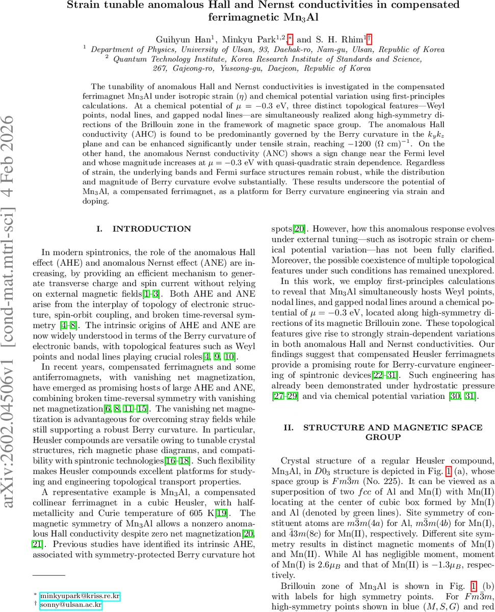 Strain tunable anomalous Hall and Nernst conductivities in compensated ferrimagnetic Mn$_3$Al