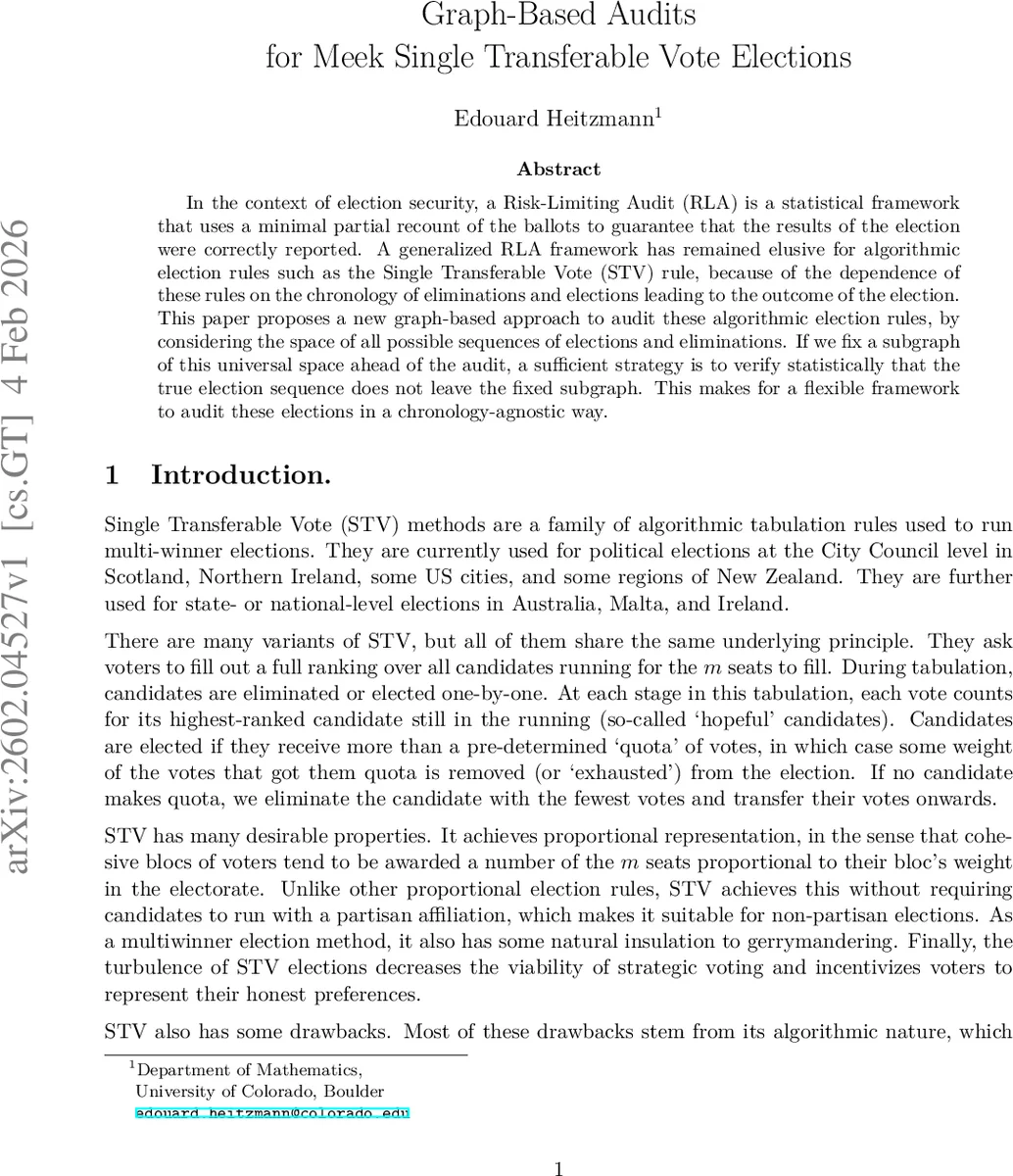 Graph-Based Audits for Meek Single Transferable Vote Elections