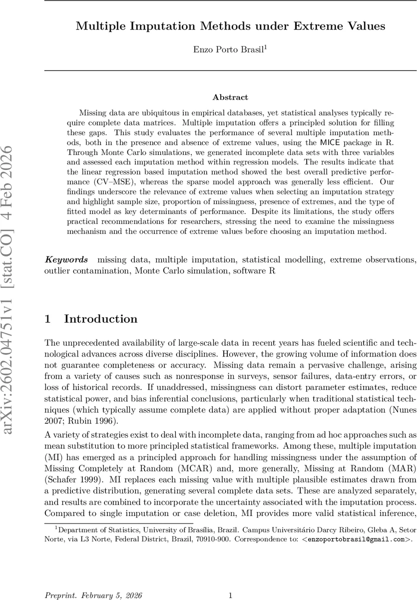 Multiple Imputation Methods under Extreme Values