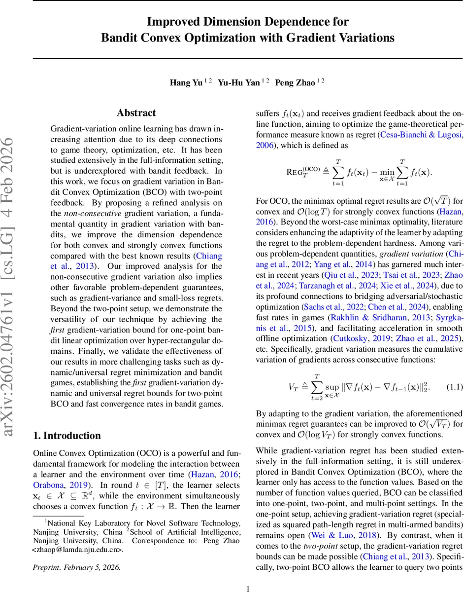 Improved Dimension Dependence for Bandit Convex Optimization with Gradient Variations