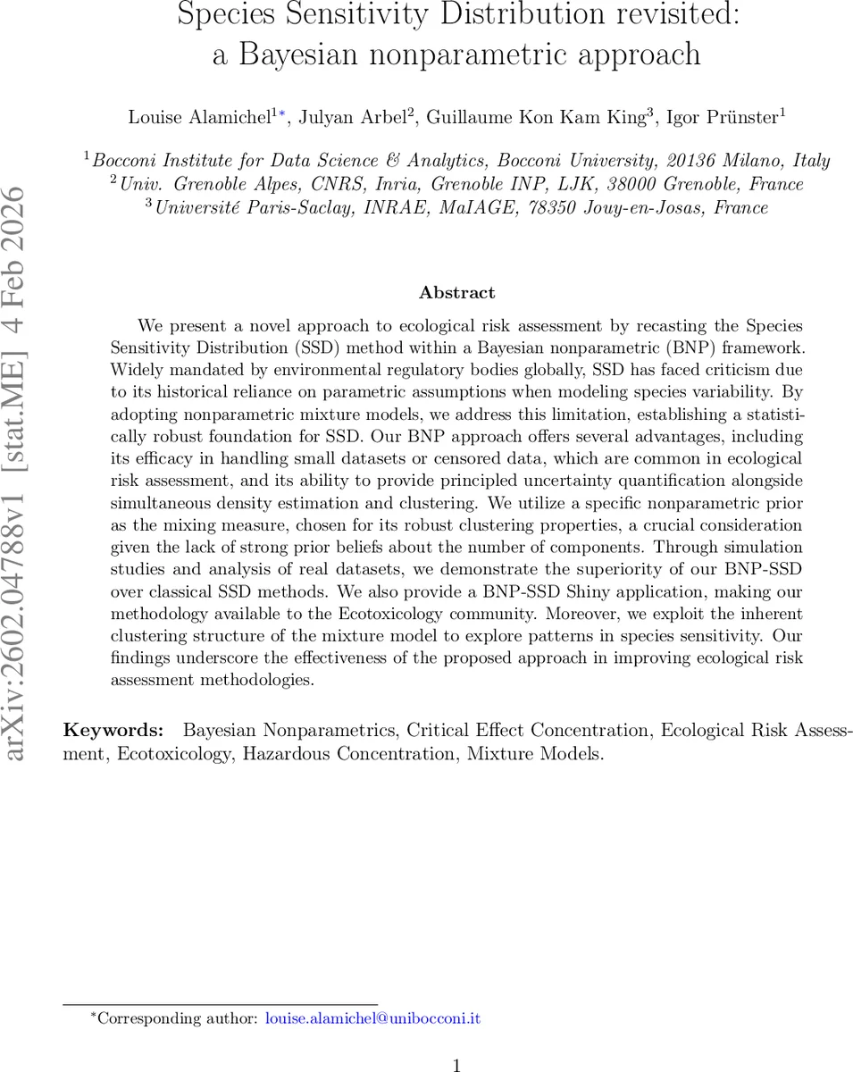 Species Sensitivity Distribution revisited: a Bayesian nonparametric approach