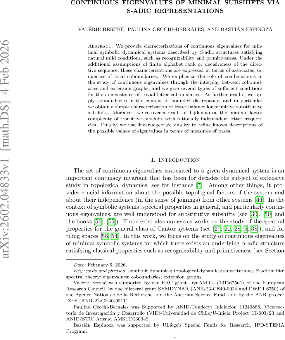 Continuous eigenvalues of minimal subshifts via S-adic representations