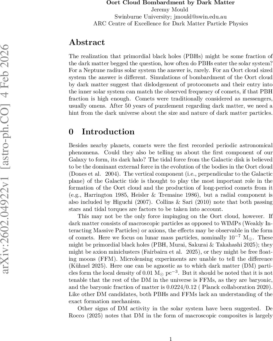 Oort Cloud Bombardment by Dark Matter